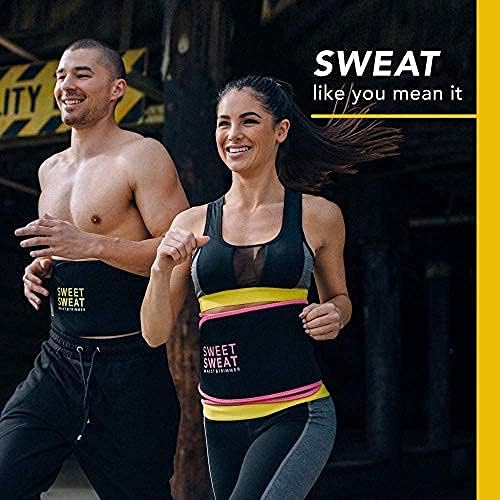 Sports Research Sweet Sweat Premium Waist Trimmer (Yellow Logo) for Men & Women. Includes Free Sample of Sweet Sweat Gel!