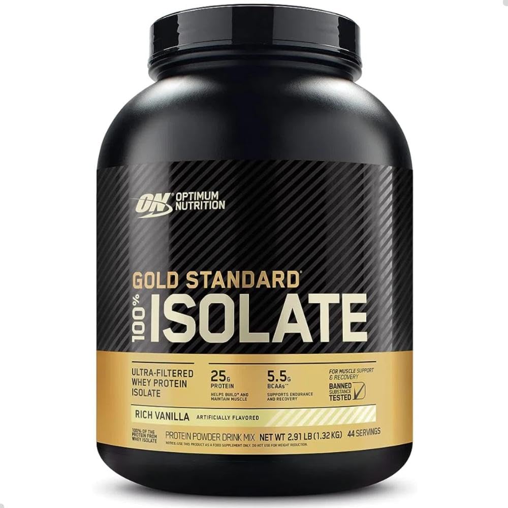 OPTIMUM NUTRITION Gold Standard 100% Isolate Protein Powder, Vanilla Flavour, 2.28kg