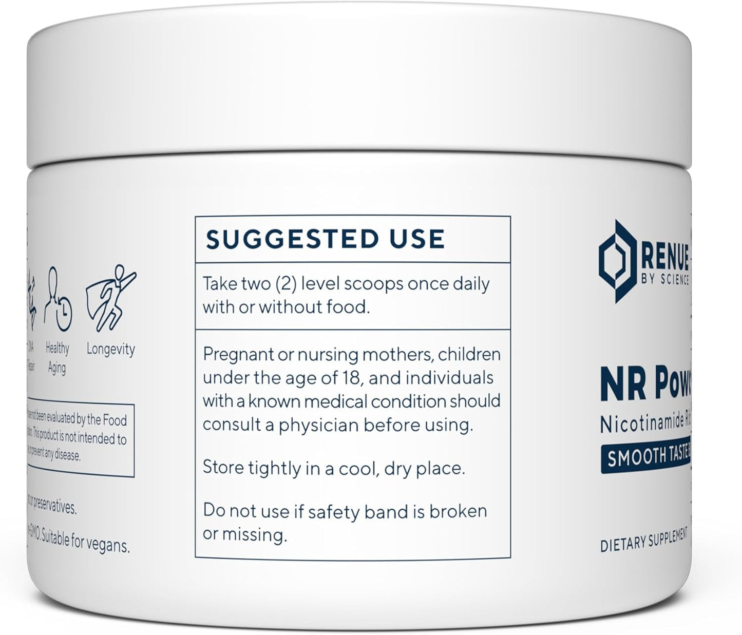 Renue By Science Nicotinamide Riboside Powder, 1000mg NAD Precursor, High Potency NR Sublingual Citrus Burst Flavor for Cellular Health, Rejuvenation, Neuroprotection, and Longevity, 60 Servings