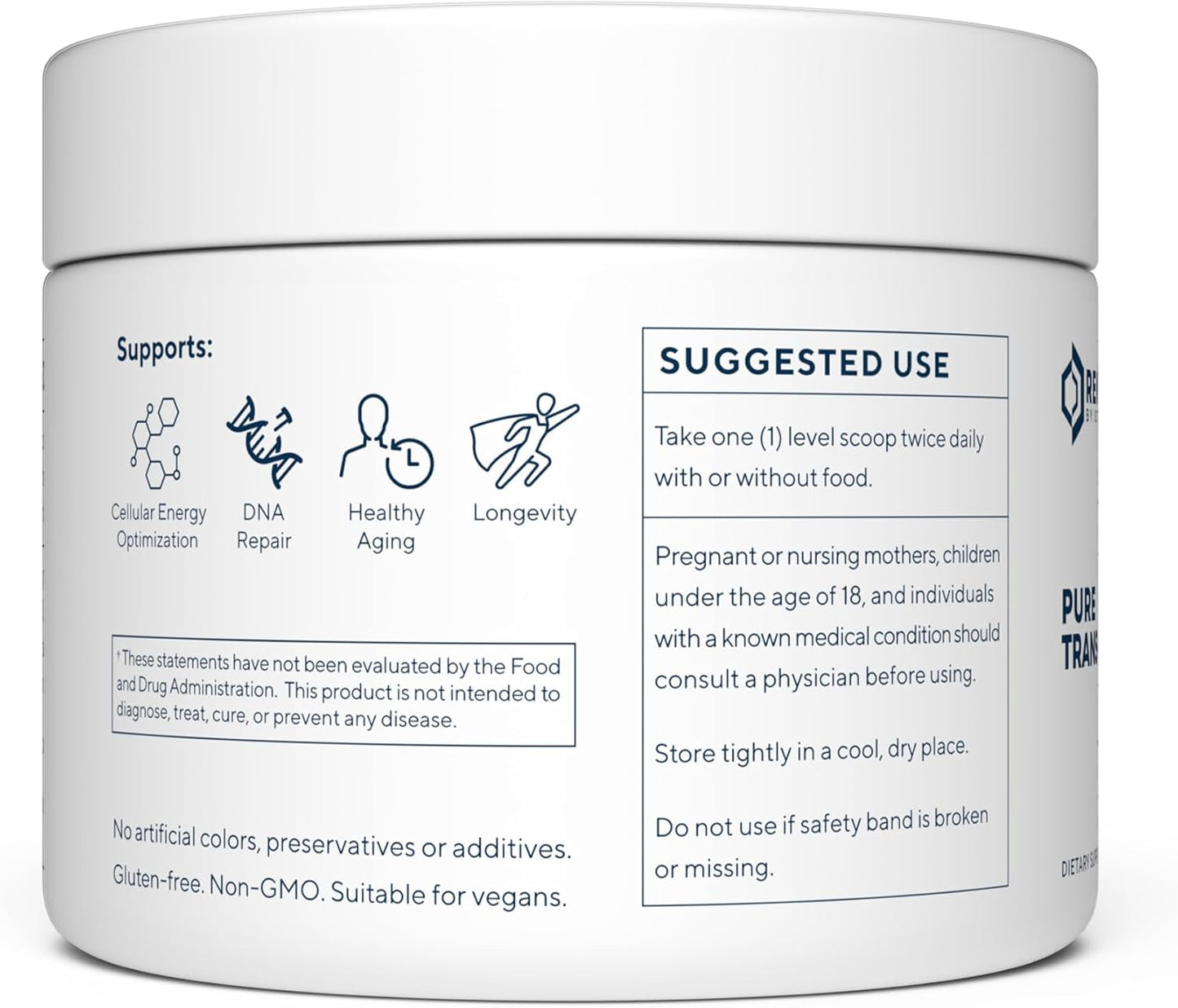 Renue By Science Pure Trans Resveratrol Powder - 100 Grams, 200 Day Supply - Supports Longevity, DNA Repair, Cellular Function, and Healthy Metabolism - Research Backed and Third-Party Tested