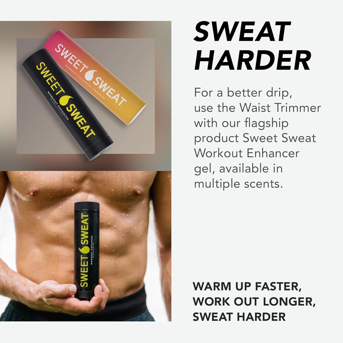 Sports Research Sweet Sweat Premium Waist Trimmer (Yellow Logo) for Men & Women. Includes Free Sample of Sweet Sweat Gel!
