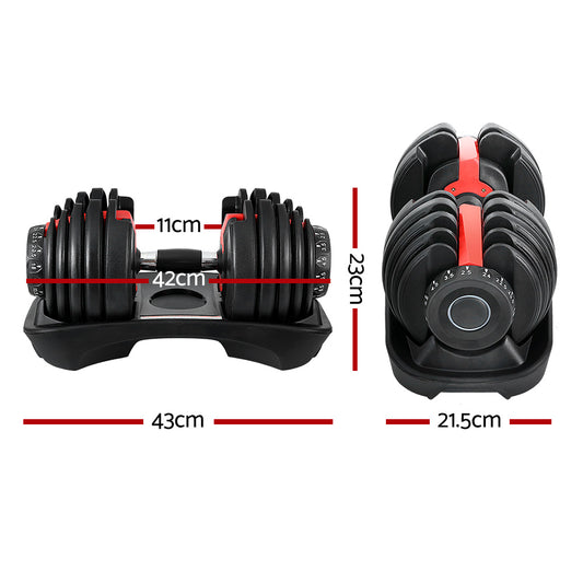 Everfit 24kg Dumbbells Adjustable Dumbbell Weight Plates Home Gym - alternate view