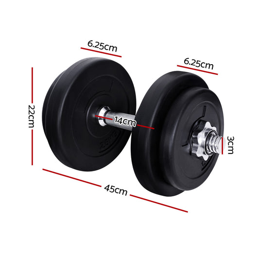Everfit 20kg Dumbbell Set Weight Plates Dumbbells Lifting Bench - alternate view