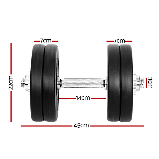 Everfit 25kg Dumbbell Set Weight Plates Dumbbells Lifting Bench - alternate view