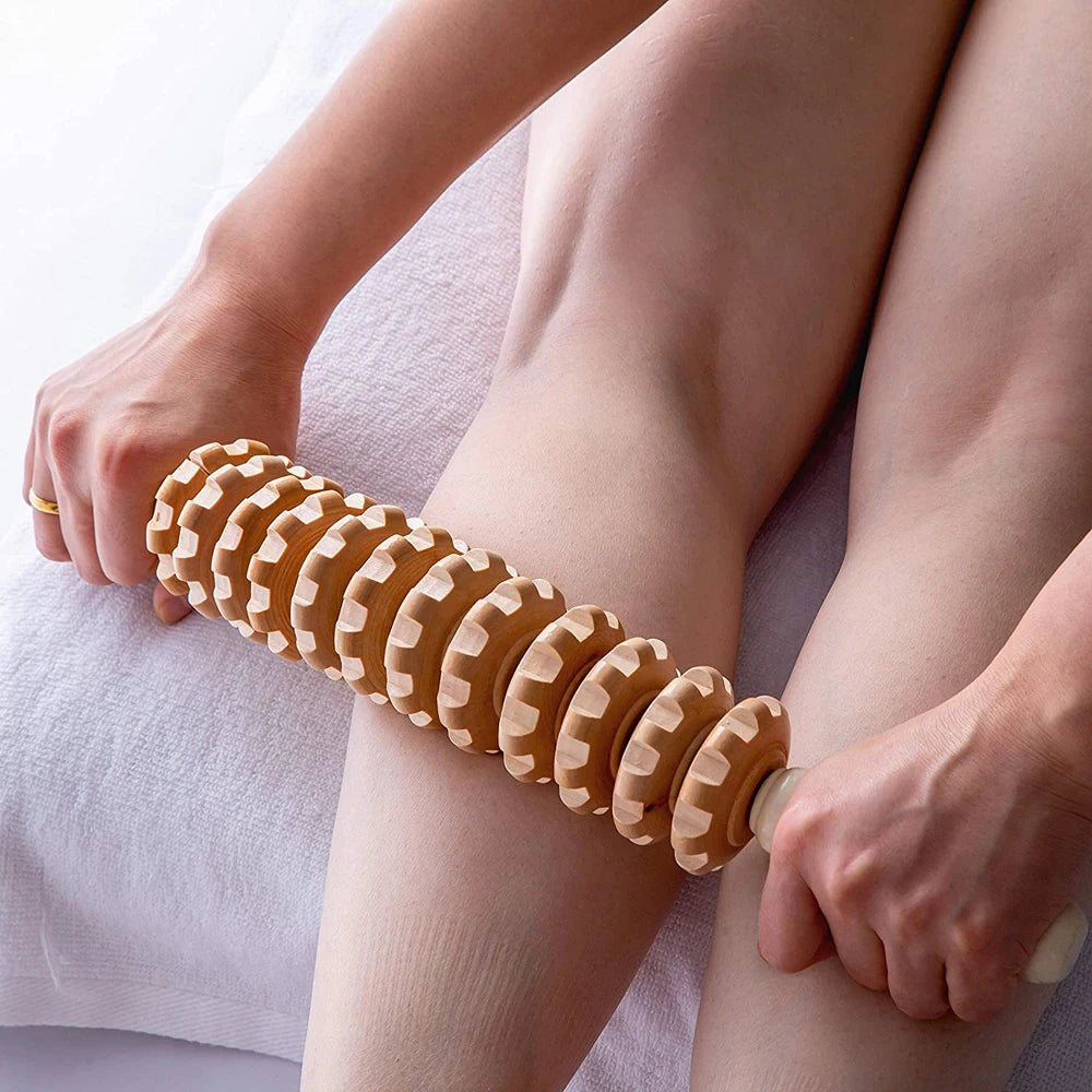 Wooden Massage Roller For Lymphatic Drainage, Cellulite & Postpartum Recovery