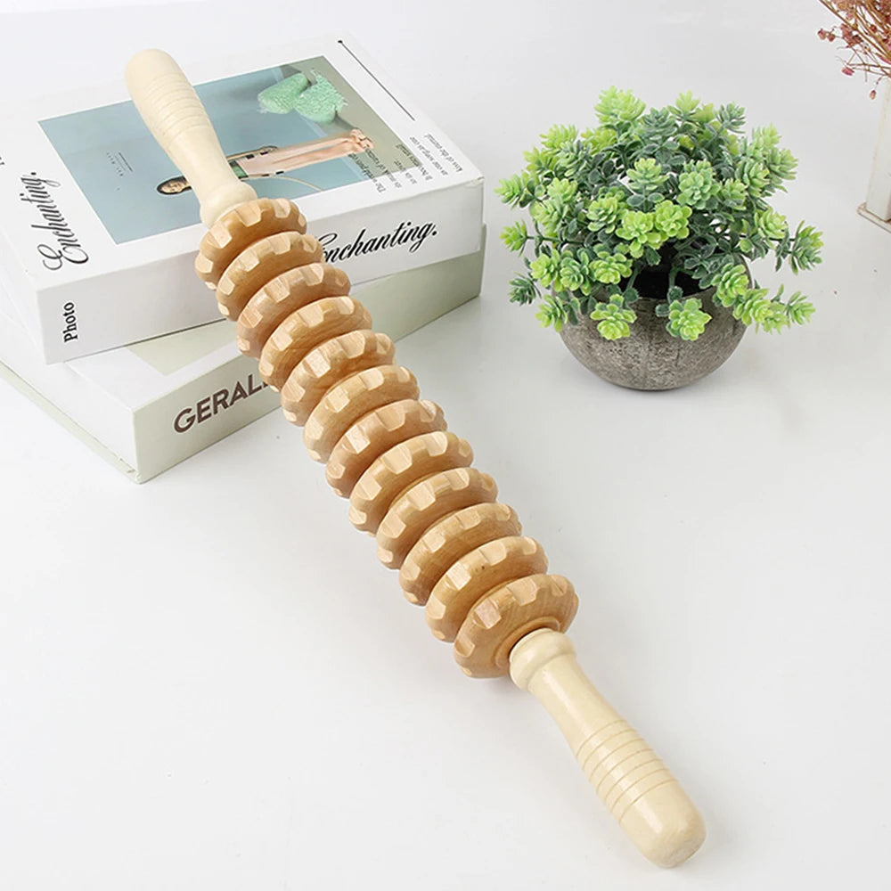 Wooden Massage Roller For Lymphatic Drainage, Cellulite & Postpartum Recovery