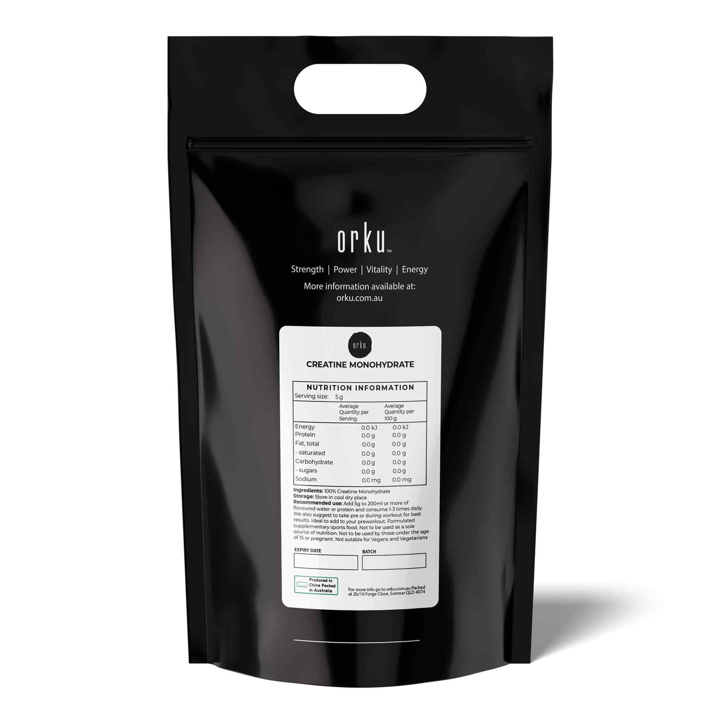 Orku 20Kg Creatine Monohydrate Powder – 200 Mesh Micronised | 99.9% Purity