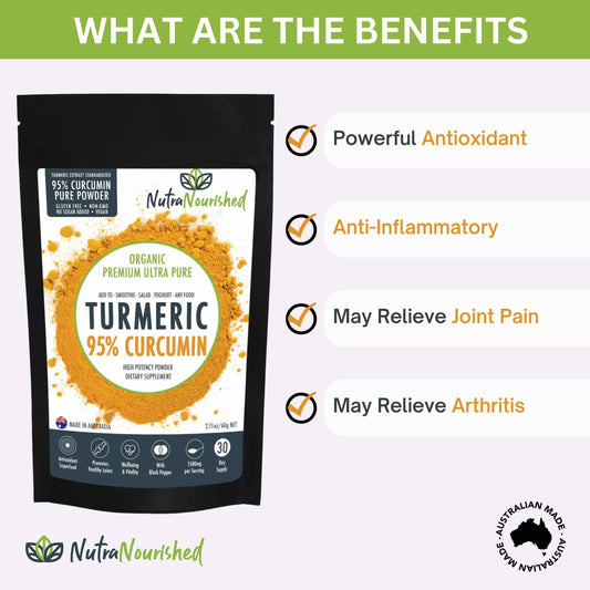 Pure Organic 95% Curcumin Powder (60g/1 month supply) - 1500mg of Turmeric Extract Buffered with Black Pepper - alternate view