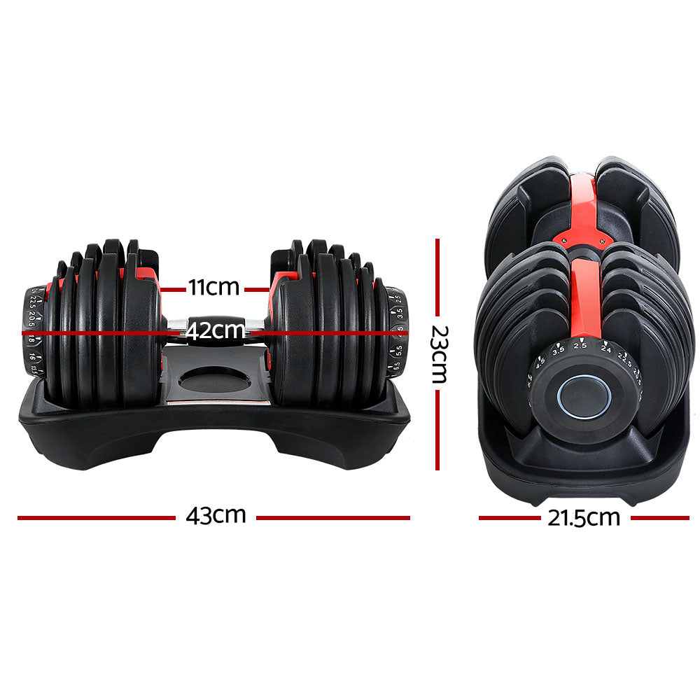 2Pcs 24kg Adjustable Dumbbell Weights