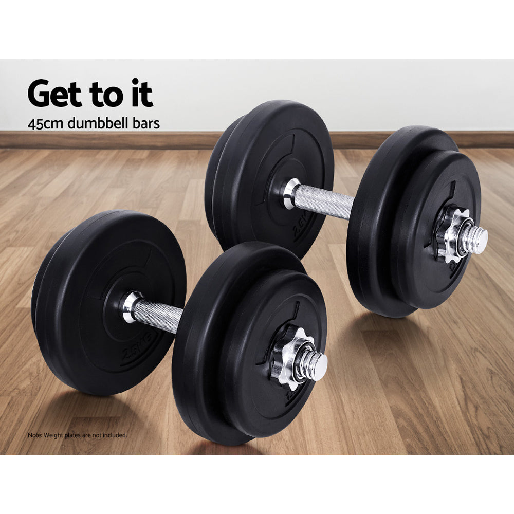 45cm Dumbbell Bar Pair - Solid Steel
