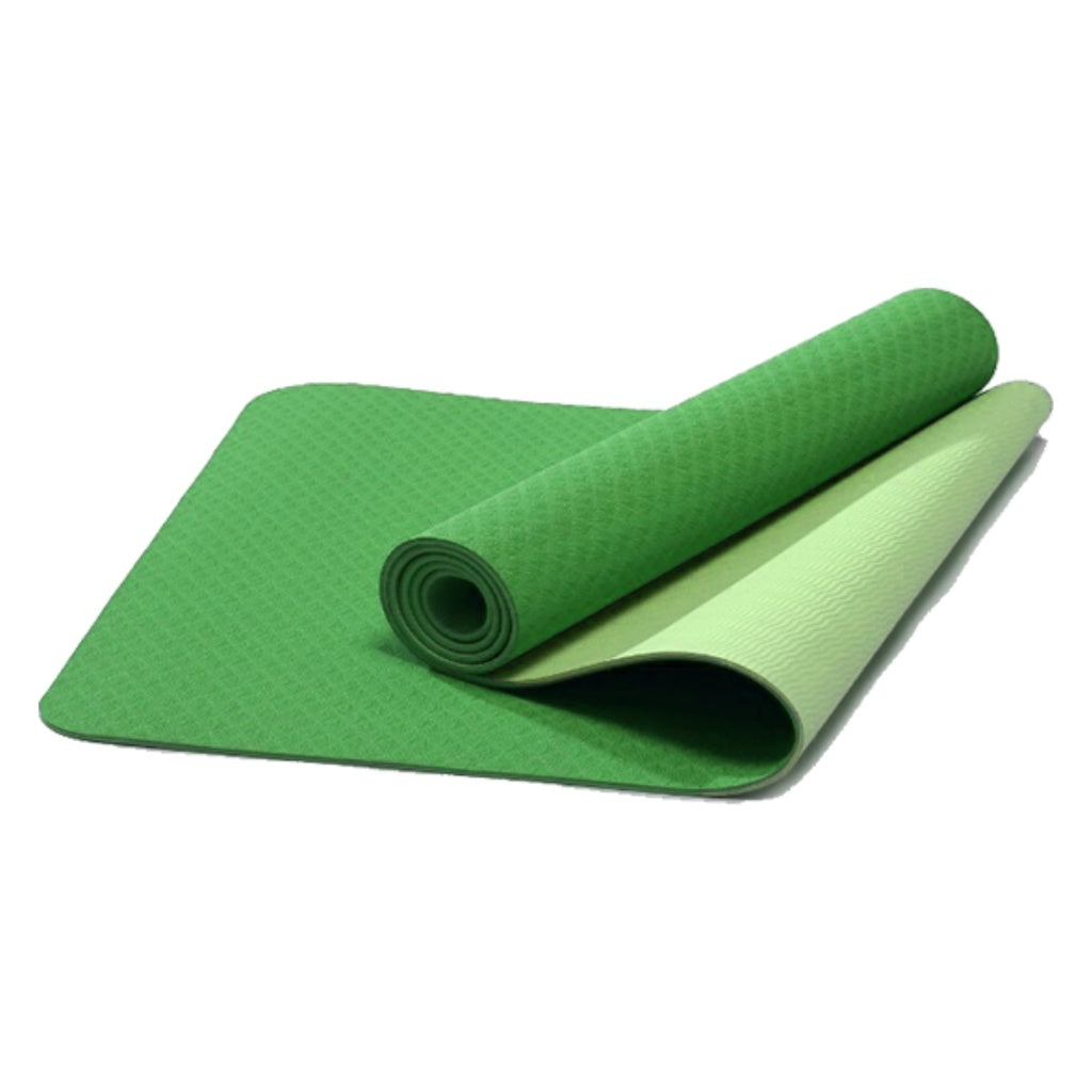 VERPEAK TPE Yoga Mat Dual Color (Lime) with Yoga Bag and Strap -