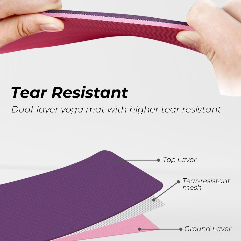 VERPEAK TPE Yoga Mat Dual Color (Lime) with Yoga Bag and Strap -