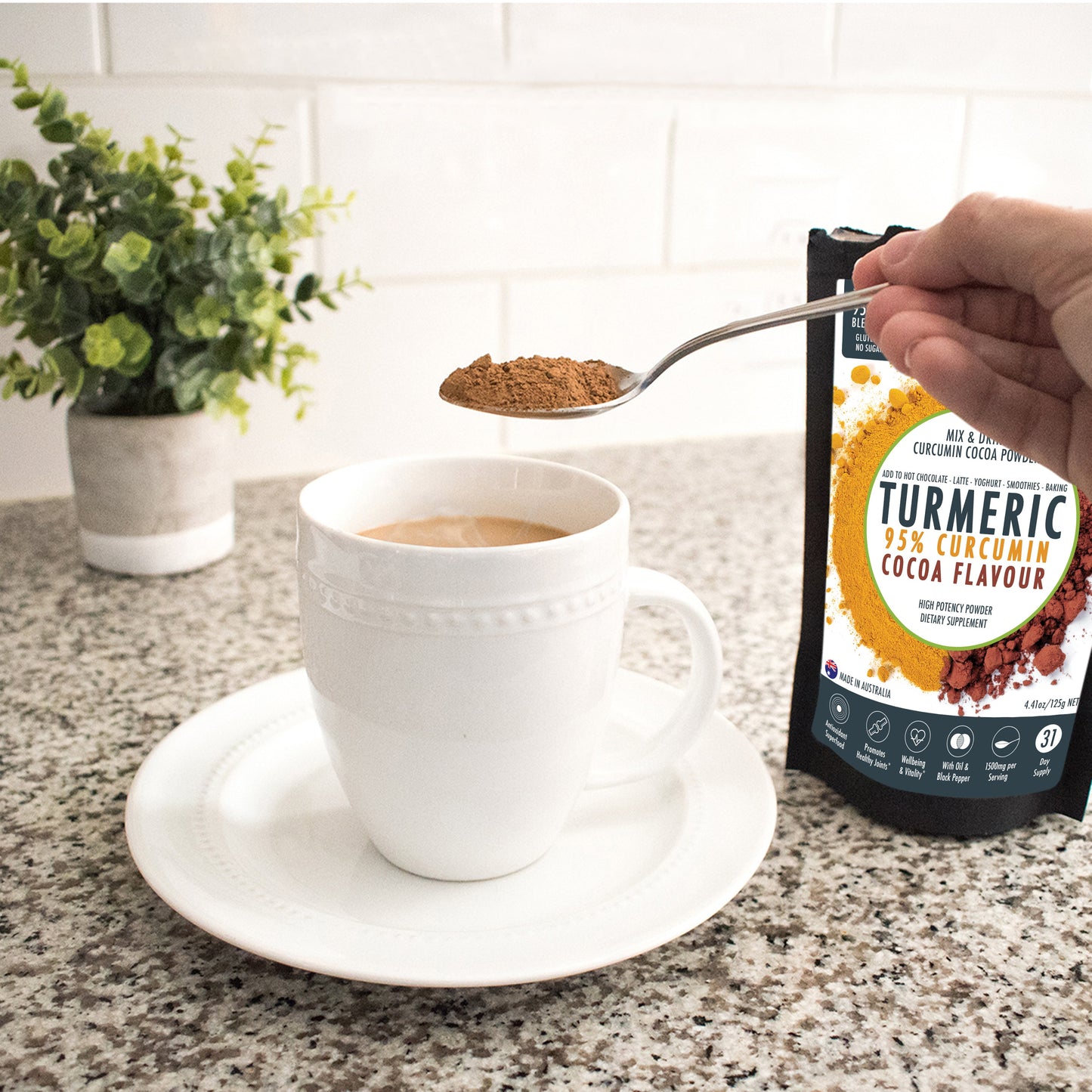 95% Organic Curcumin Extract Cocoa Flavour - Turmeric Powder With Black Pepper - Organic and with Black Pepper - Suppliments