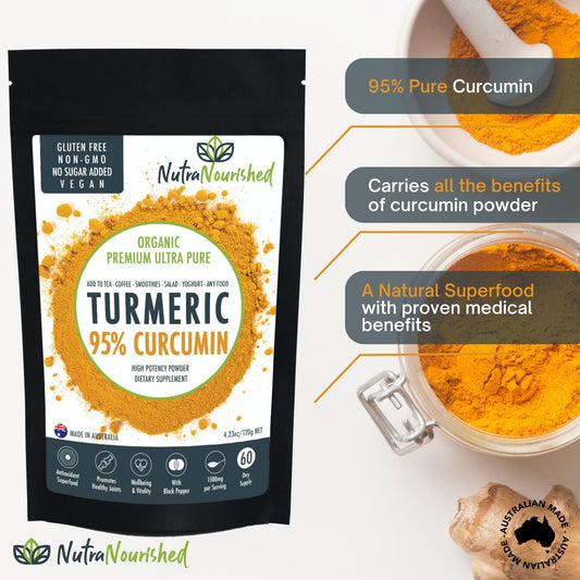 Pure Organic 95% Curcumin Powder (120g/2 months supply) - 1500mg of Turmeric Extract Buffered with Black Pepper - alternate view