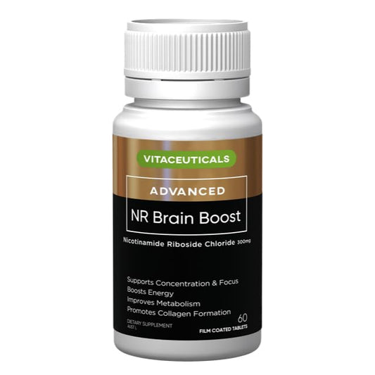 NR Brain Boost 60s NAD+ Supplements - Supports Cognitive Performance, Energy Levels, Collagen Formation, Skin Health & Wound Healing | Australian Made | 60 Capsules