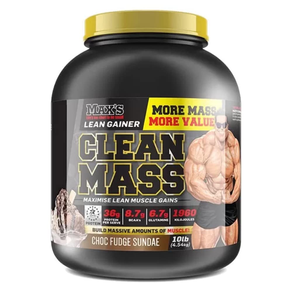Max's Clean Mass Lean Muscle Gainer Protein Powder, Chocolate Fudge Sunday, 2.72kg - alternate view