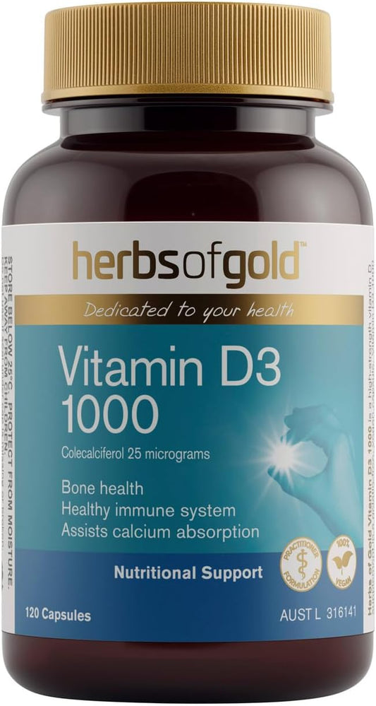 Herbs of Gold Vitamin D3 1000 120 Capsules, 120 count