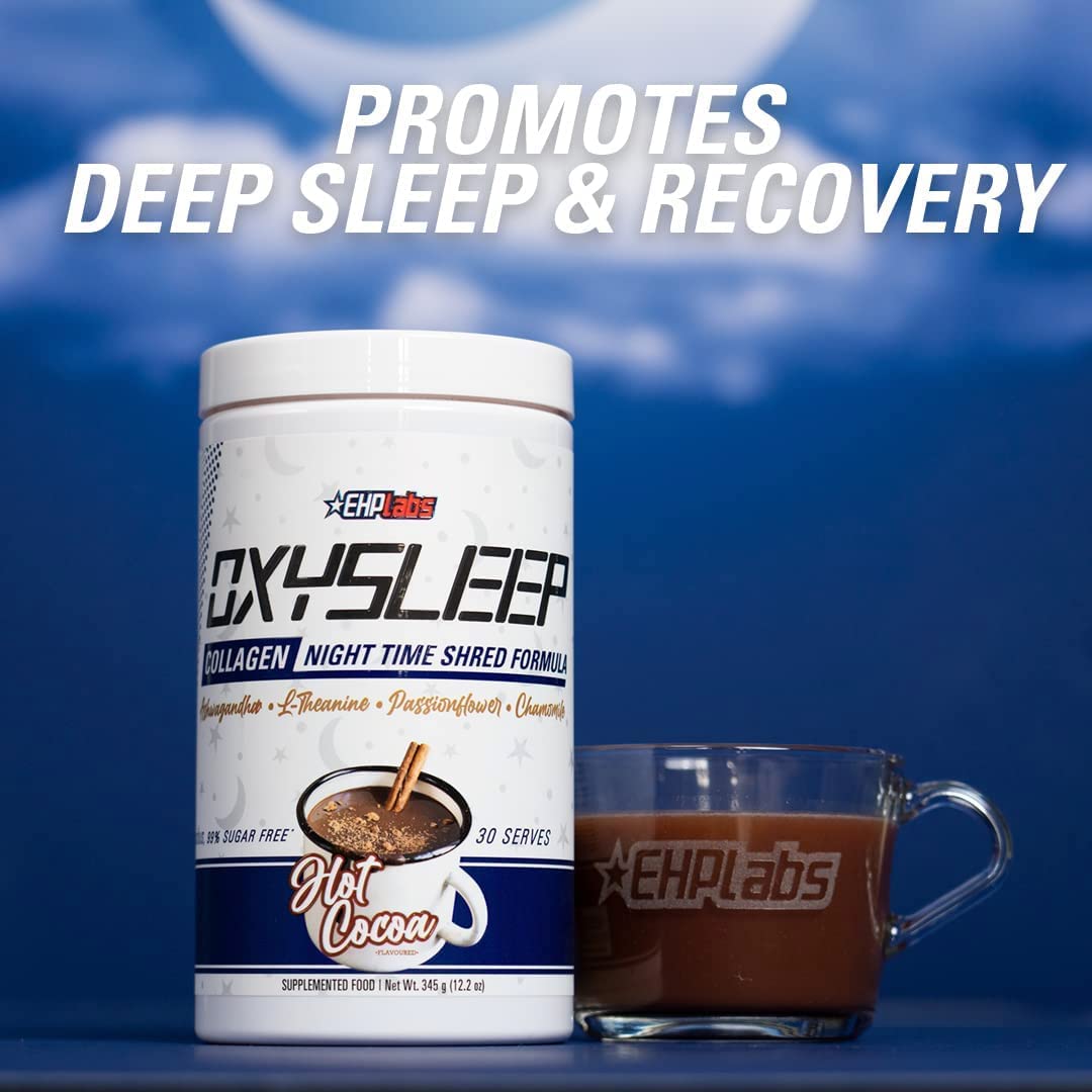 EHPlabs OxySleep Collagen Peptides Powder Night Time Shred - Promotes Deep Sleep & Shredding, Skin, Bones & Muscle Support, Pasture-Raised Bovine Collagen, Type I & III, 30 Servings (Hot Cocoa)