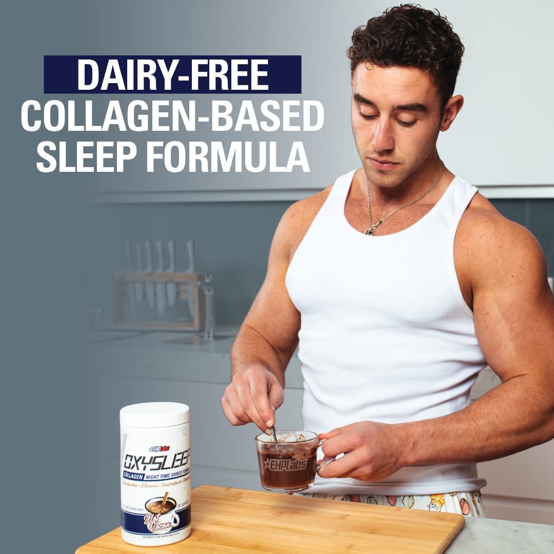 EHPlabs OxySleep Collagen Peptides Powder Night Time Shred - Promotes Deep Sleep & Shredding, Skin, Bones & Muscle Support, Pasture-Raised Bovine Collagen, Type I & III, 30 Servings (Hot Cocoa)