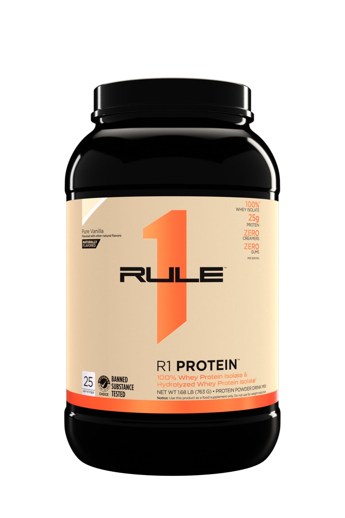 Rule1 R1 100% Whey Protein Isolate and Hydrolysate Protein Powder 1.72 lb, Dark Chocolate Naturally Flavoured (24 Servings) - alternate view