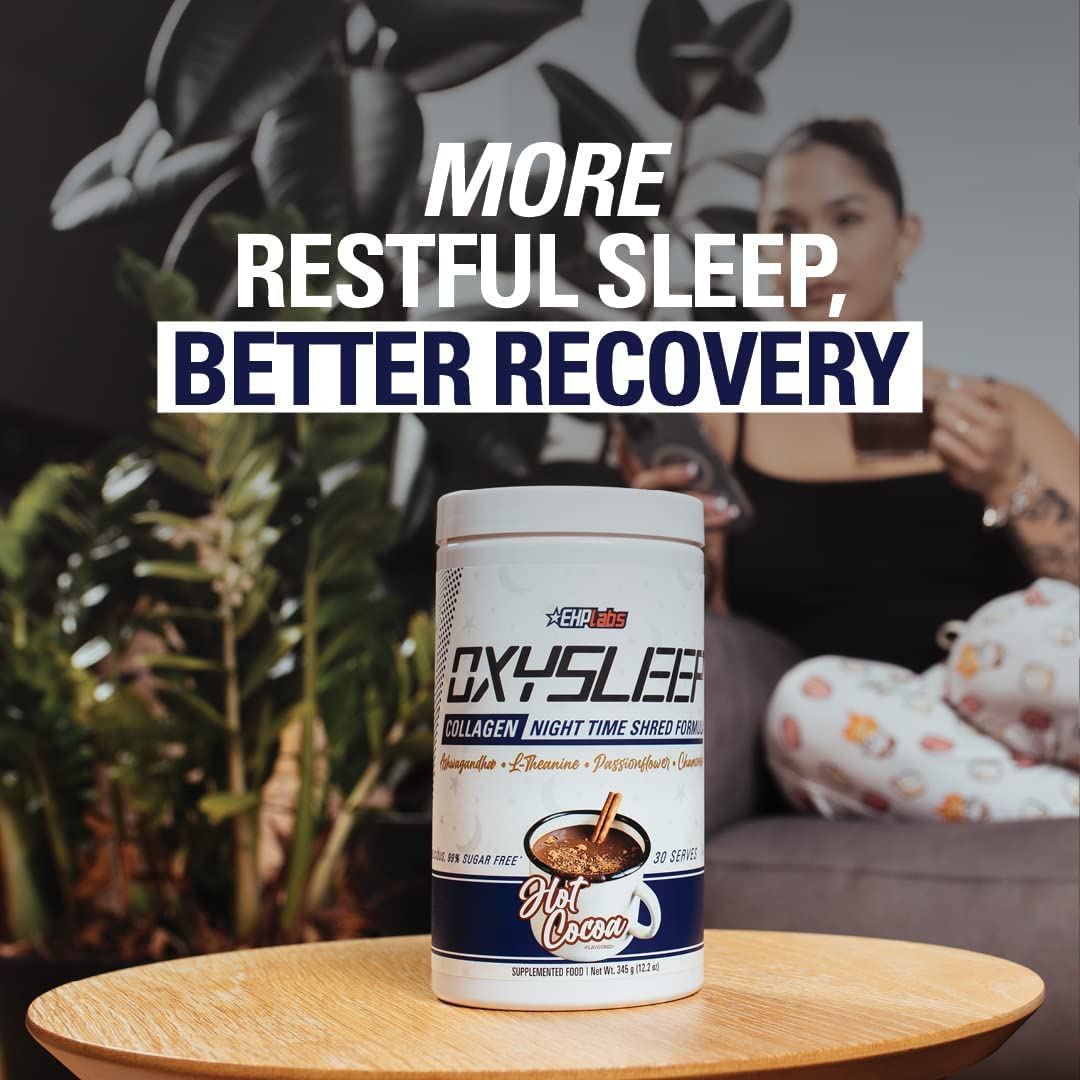 EHPlabs OxySleep Collagen Peptides Powder Night Time Shred - Promotes Deep Sleep & Shredding, Skin, Bones & Muscle Support, Pasture-Raised Bovine Collagen, Type I & III, 30 Servings (Hot Cocoa)