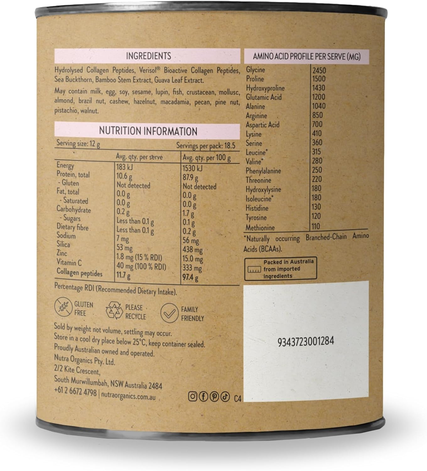 Nutra Organics Collagen Beauty Unflavoured 672g | Anti-Aging Collagen Peptides and Vitamin C | Collagen Powder for Healthy Hair, Nail and Skin (56 Serves)