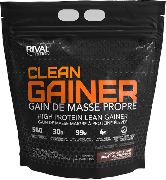 Rivalus Clean Gainer – Chocolate Fudge 10lb - Delicious Lean Mass Gainer with Premium Dairy Proteins, Complex Carbohydrates, and Quality Lipids, No Banned Substances, Made in USA