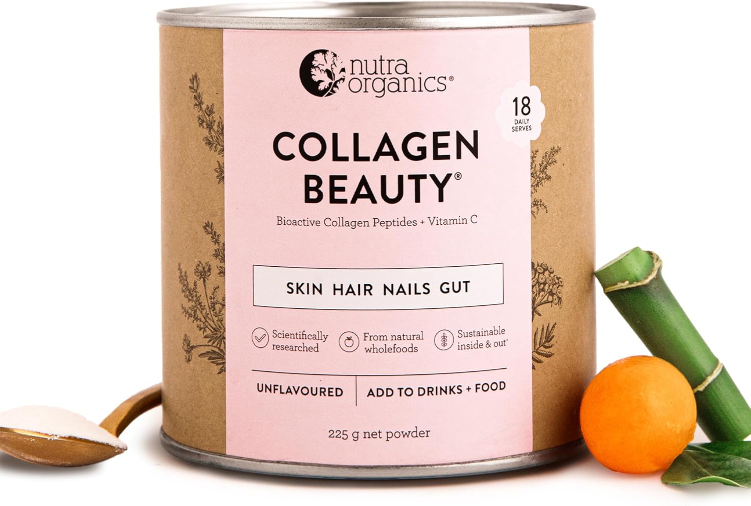 Nutra Organics Collagen Beauty Unflavoured 672g | Anti-Aging Collagen Peptides and Vitamin C | Collagen Powder for Healthy Hair, Nail and Skin (56 Serves) - view 7