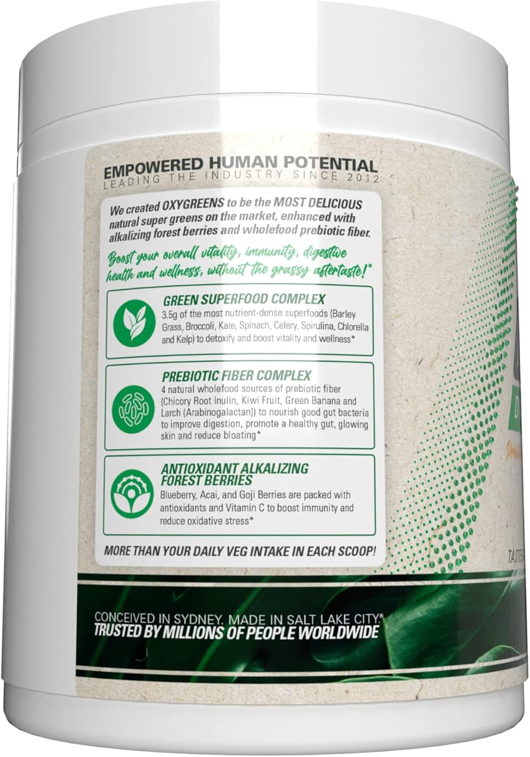 EHP Labs OxyGreens Daily Super Greens Powder - Green Superfood, Spirulina Herbal Supplement with Prebiotic Fibre, Alkalizing Antioxidants & Immunity Wellness, 30 Serves (Forest Berries)