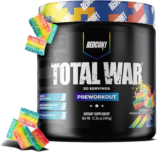 Redcon1 Total War Pre-Workout Powder - Rainbow Candy, Rainbow Candy 441 grams (Pack of 1)