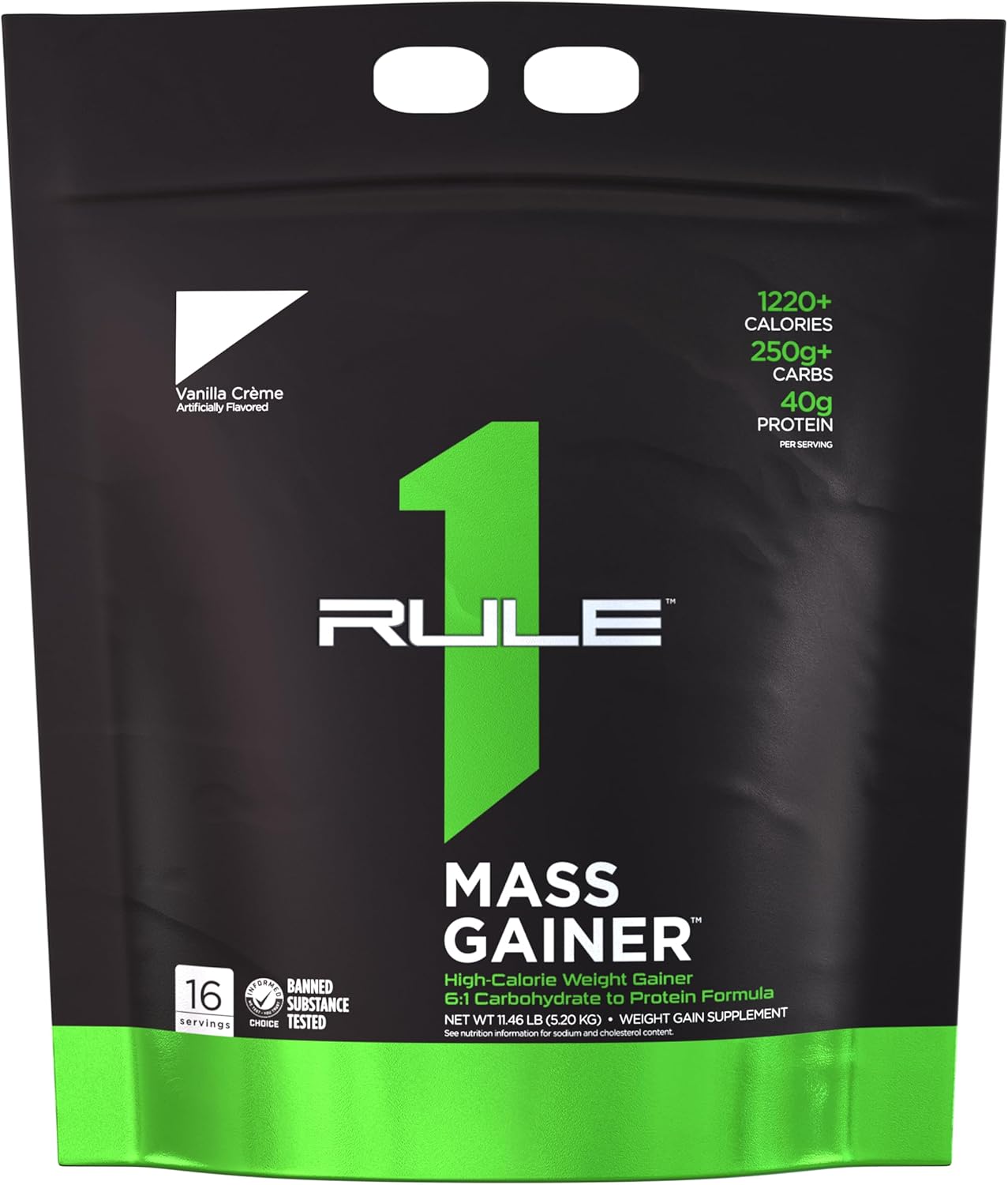 Rule1 R1 Mass Gainer High Calorie Weight Gainer Supplement 5.20 kg, Chocolate Fudge (16 Servings) - alternate view
