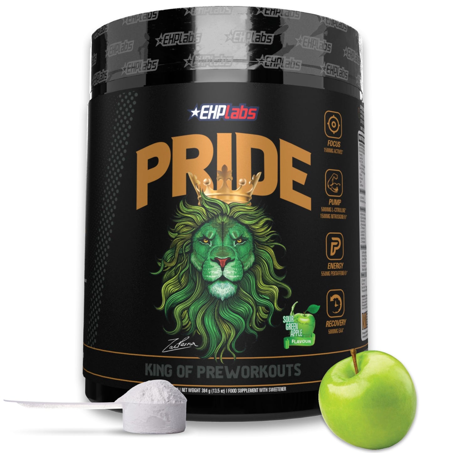 EHPlabs PRIDE Pre Workout Supplement Powder - Full Strength Pre-Workout Energy Supplement, Sharp Focus, Epic Pumps & Faster Recovery - Sour Green Apple (40 Servings)