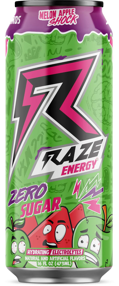 Raze Energy Preworkout Zero Sugar Energy Drink 473 ml, Sour Rainbow (Pack of 12)