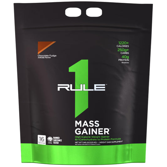 Rule1 R1 Mass Gainer High Calorie Weight Gainer Supplement 5.20 kg, Chocolate Fudge (16 Servings)