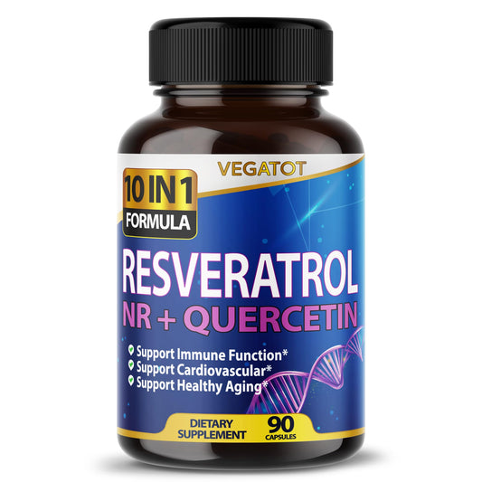 Vegatot NMN 3 in 1 High Strength Resveratrol 11500mg with NMN Quercetin Healthy Aging Immune Brain Boost Joint Support (90 Count (Pack of 1))