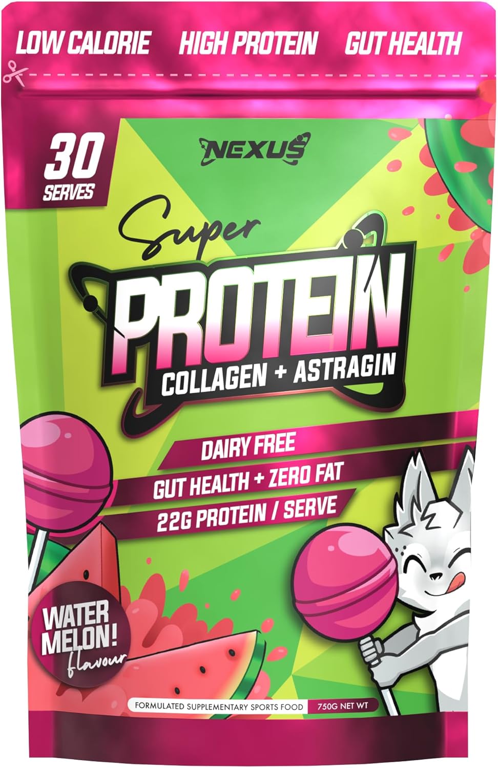 Nexus Protein Water Powder, Fantasy Orange Collagen Protein Drink, Dairy-Free, Gluten-Free, Zero Fat, Low Calories, 22g of Protein (per serving), Astragin, Root Extracts, Potassium, 750g (30 Servings)