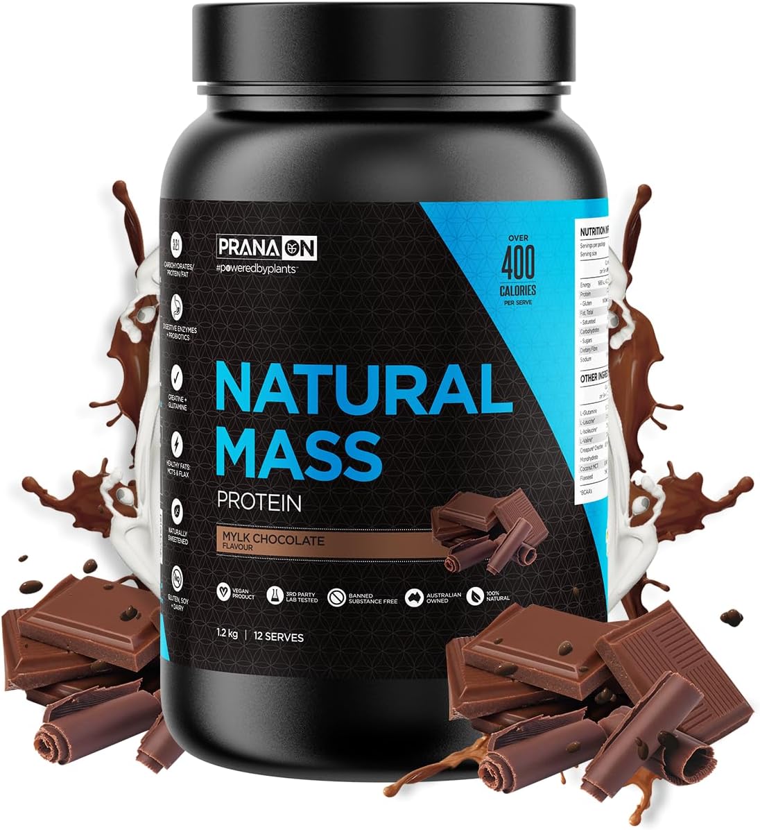 PranaON Natural Mass Vanilla Shake Protein Supplement 2.5 kg - alternate view