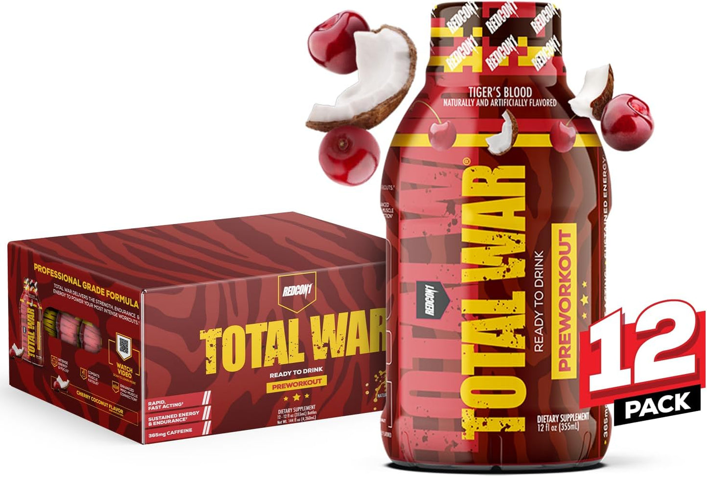 Redcon1 Total War Tigers Blood Pre-Workout Ready to Drink 355 ml (Pack of 12)