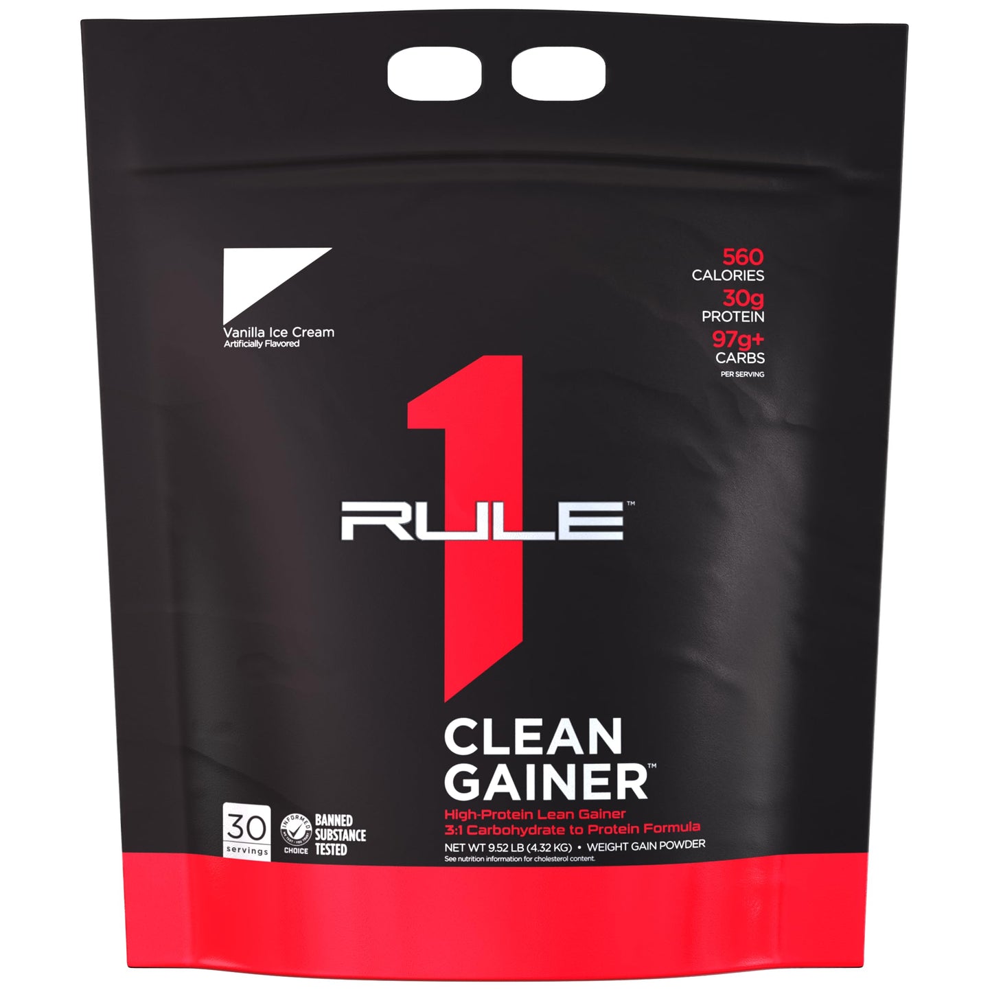 Rule1 R1 Clean Gainer Weight Gain Supplement 4.32 kg, Vanilla Ice Crème (30 Servings)