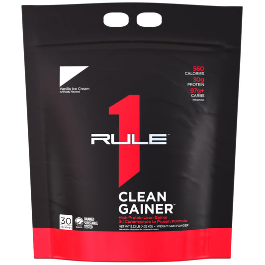 Rule1 R1 Clean Gainer Weight Gain Supplement 4.32 kg, Vanilla Ice Crème (30 Servings)