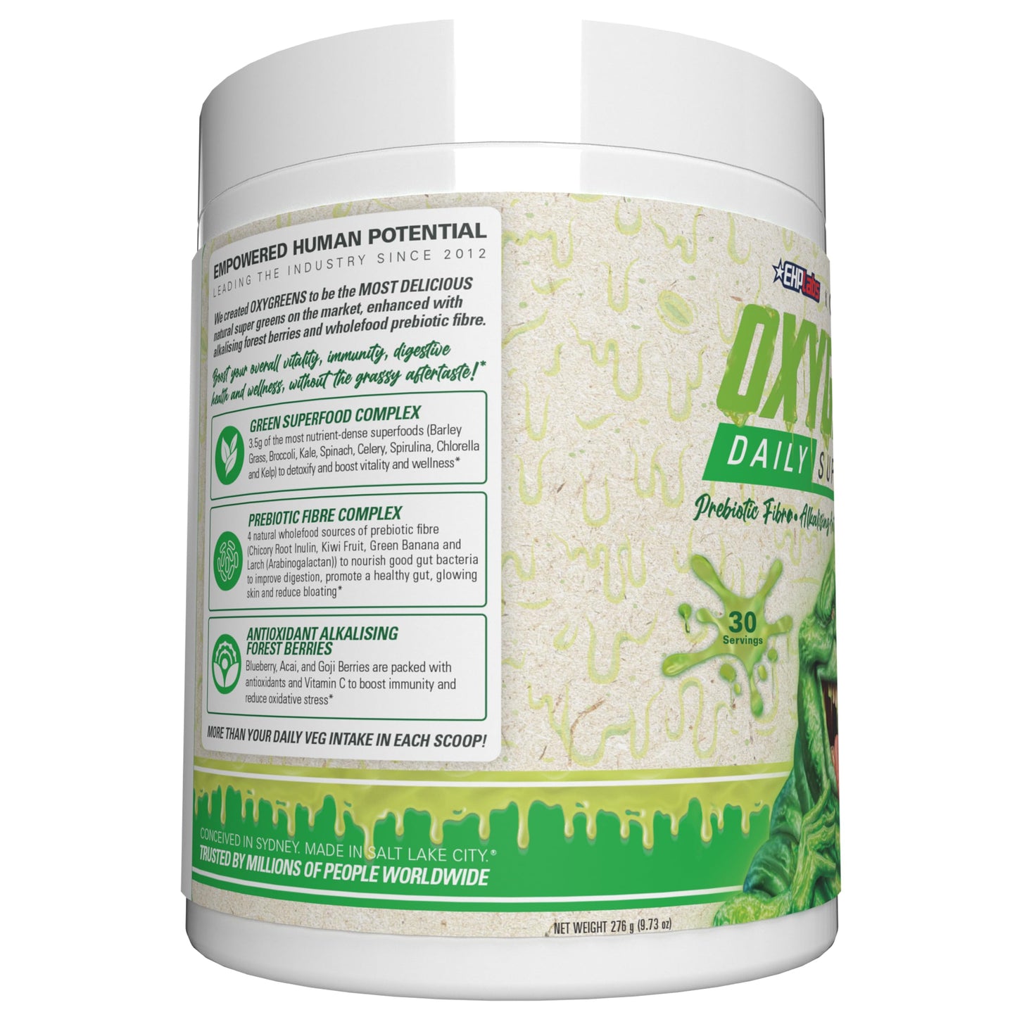 EHP Labs OxyGreens Daily Super Greens Powder - Green Superfood, Spirulina Herbal Supplement with Prebiotic Fibre, Alkalizing Antioxidants & Immunity Wellness, 30 Serves (Forest Berries)