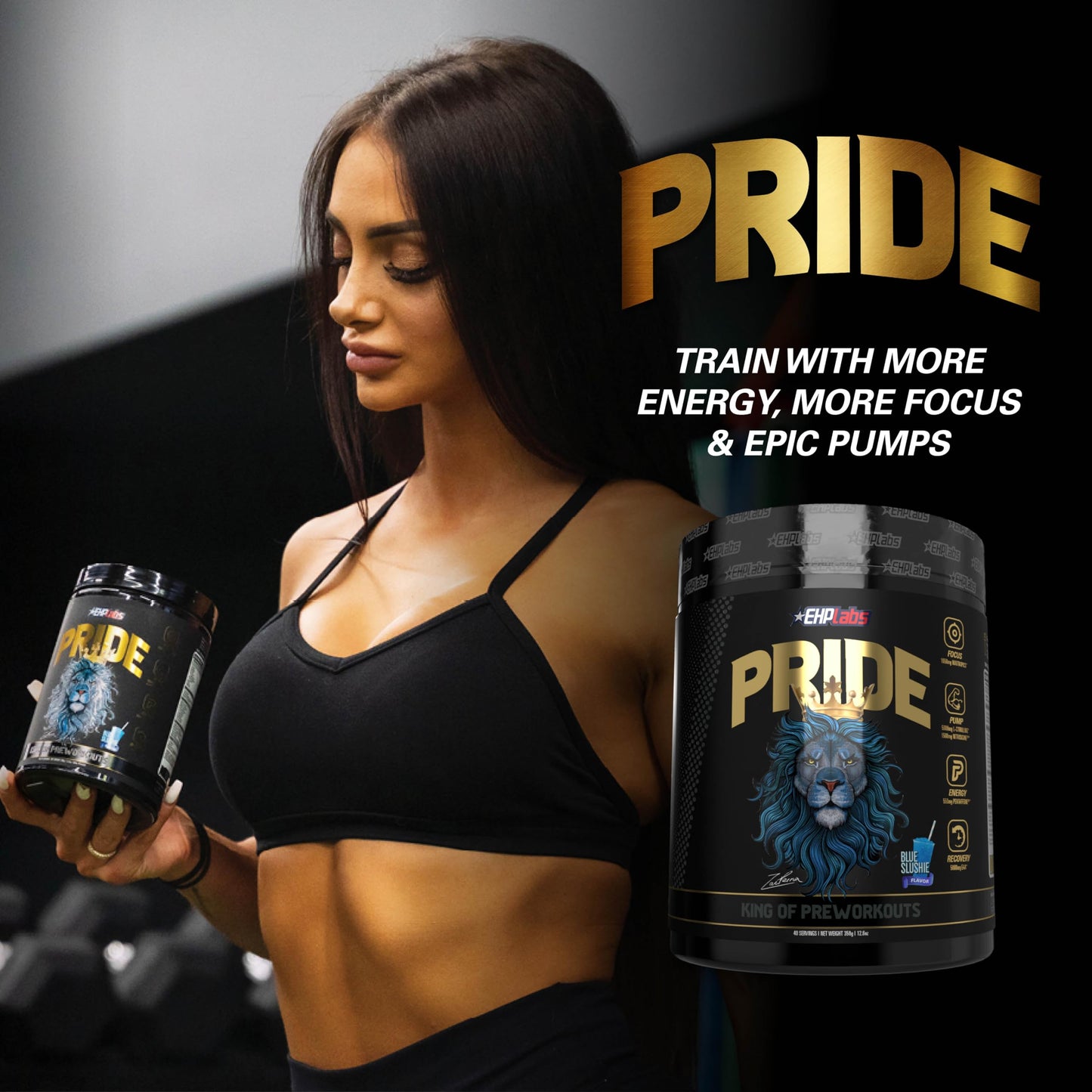 EHPlabs PRIDE Pre Workout Supplement Powder - Full Strength Pre-Workout Energy Supplement, Sharp Focus, Epic Pumps & Faster Recovery - Sour Green Apple (40 Servings)