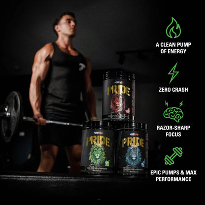 EHPlabs PRIDE Pre Workout Supplement Powder - Full Strength Pre-Workout Energy Supplement, Sharp Focus, Epic Pumps & Faster Recovery - Sour Green Apple (40 Servings)