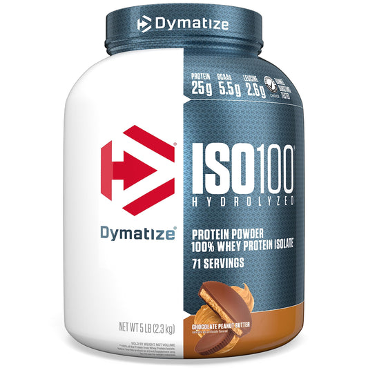 Dymatize ISO100 - 100% Hydrolyzed Whey Protein Isolate - Chocolate Peanut Butter, 5lbs/2.3kg