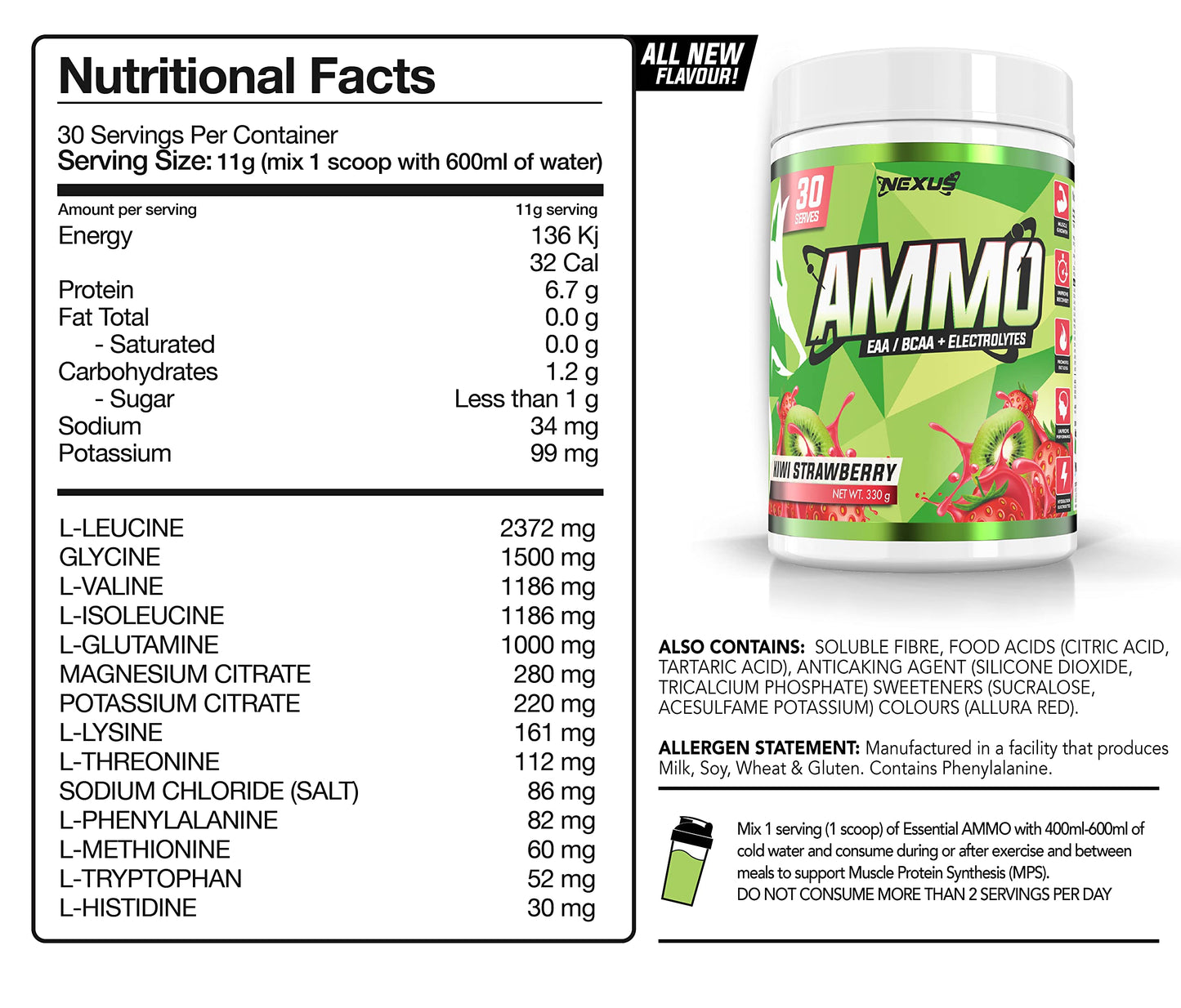 Nexus Ammo EAA/BCAA + Electrolytes (Nexus Ammo EAA/BCAA + Electrolytes [Kiwi Strawberry])