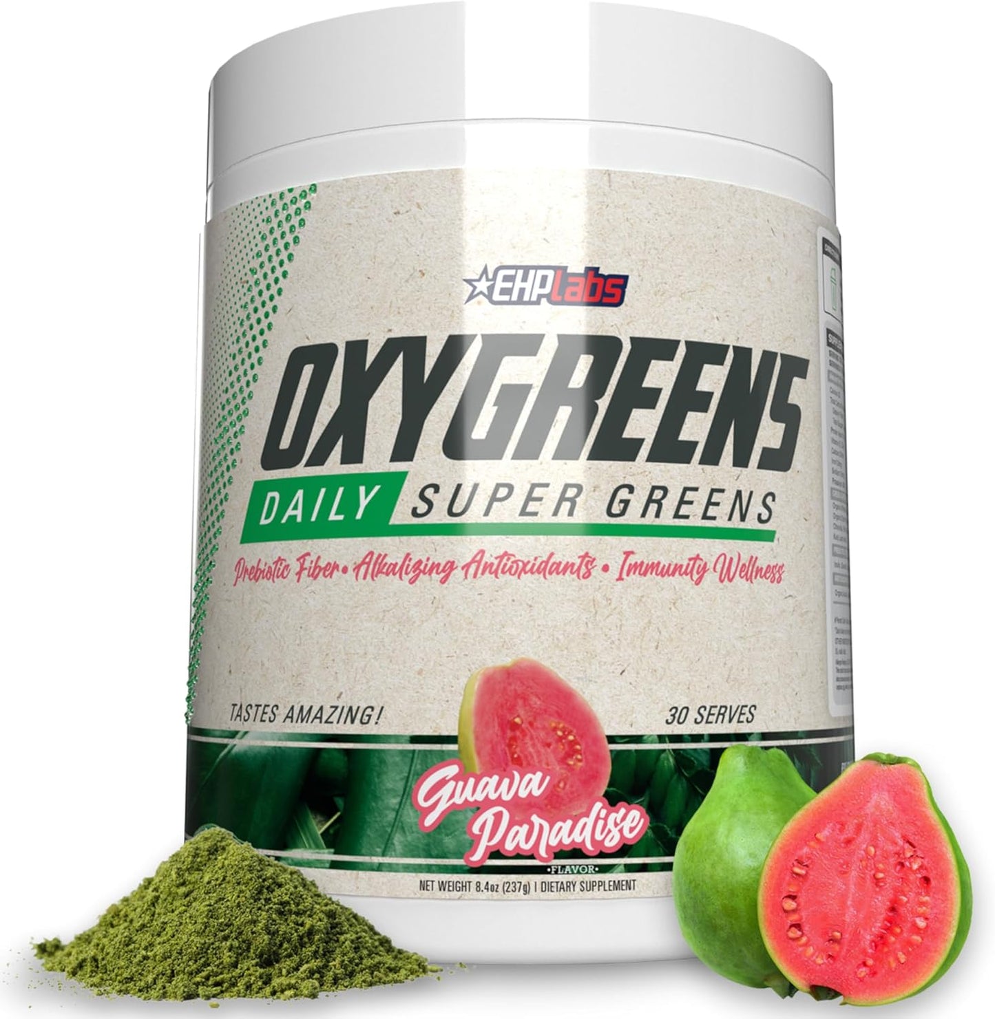 EHP Labs OxyGreens Daily Super Greens Powder - Green Superfood, Spirulina Herbal Supplement with Prebiotic Fibre, Alkalizing Antioxidants & Immunity Wellness, 30 Serves (Forest Berries)