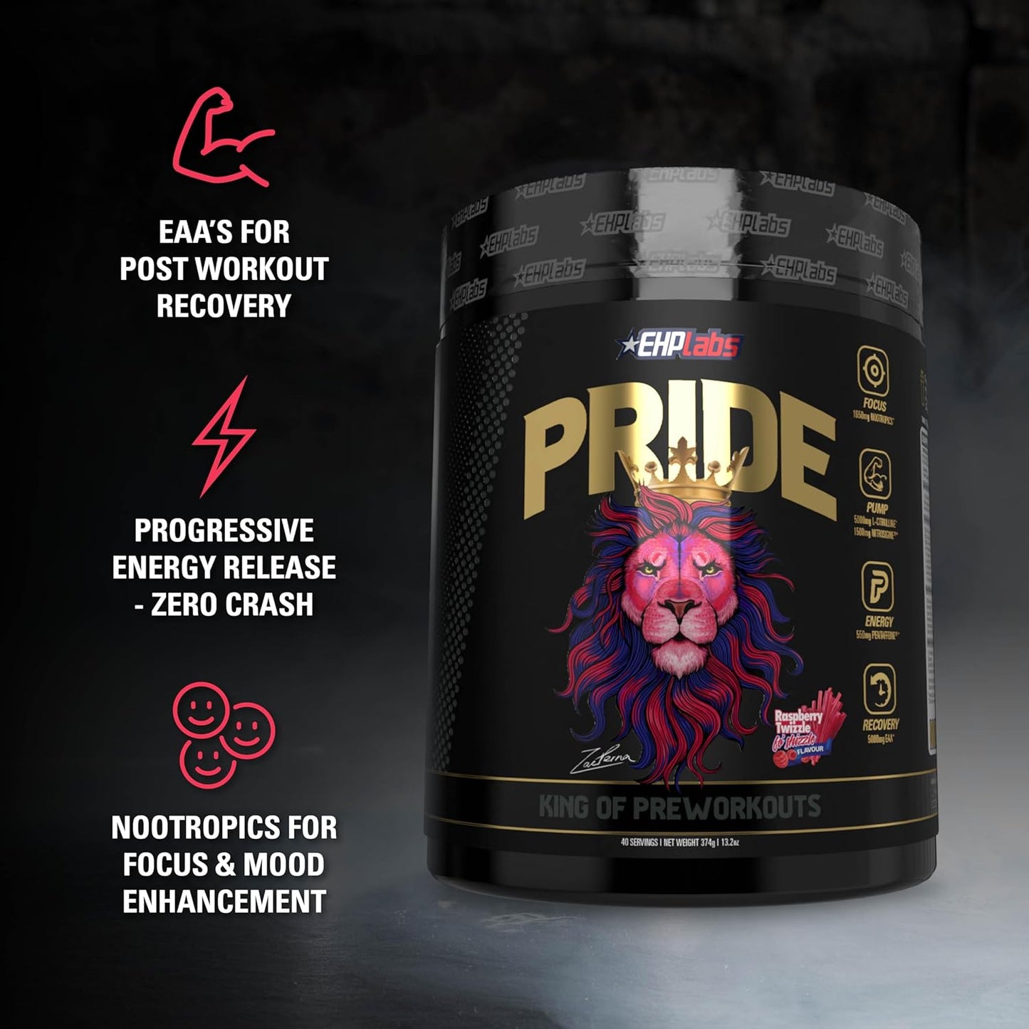 EHPlabs PRIDE Pre Workout Supplement Powder - Full Strength Pre-Workout Energy Supplement, Sharp Focus, Epic Pumps & Faster Recovery - Sour Green Apple (40 Servings)