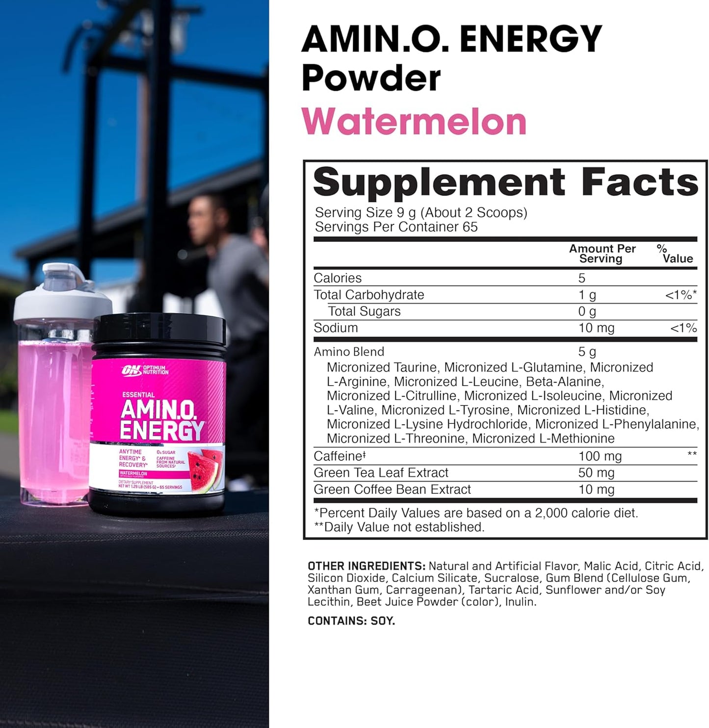 OPTIMUM NUTRITION Amino Energy, Concord Grape, 65 Serves, 585 g