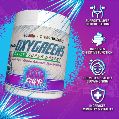 EHP Labs OxyGreens Daily Super Greens Powder - Green Superfood, Spirulina Herbal Supplement with Prebiotic Fibre, Alkalizing Antioxidants & Immunity Wellness, 30 Serves (Forest Berries)