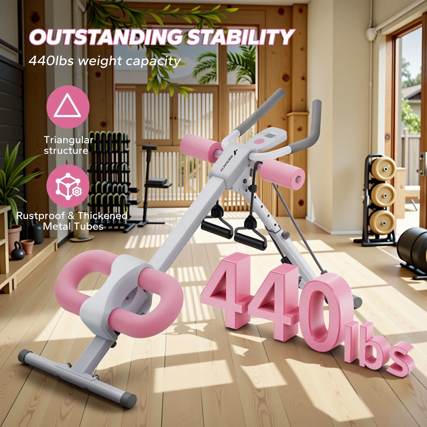 MERACH Pink Abdominal Trainer Adjustable & Foldable